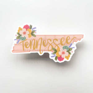 Tennessee State Pink Plaid Floral Sticker