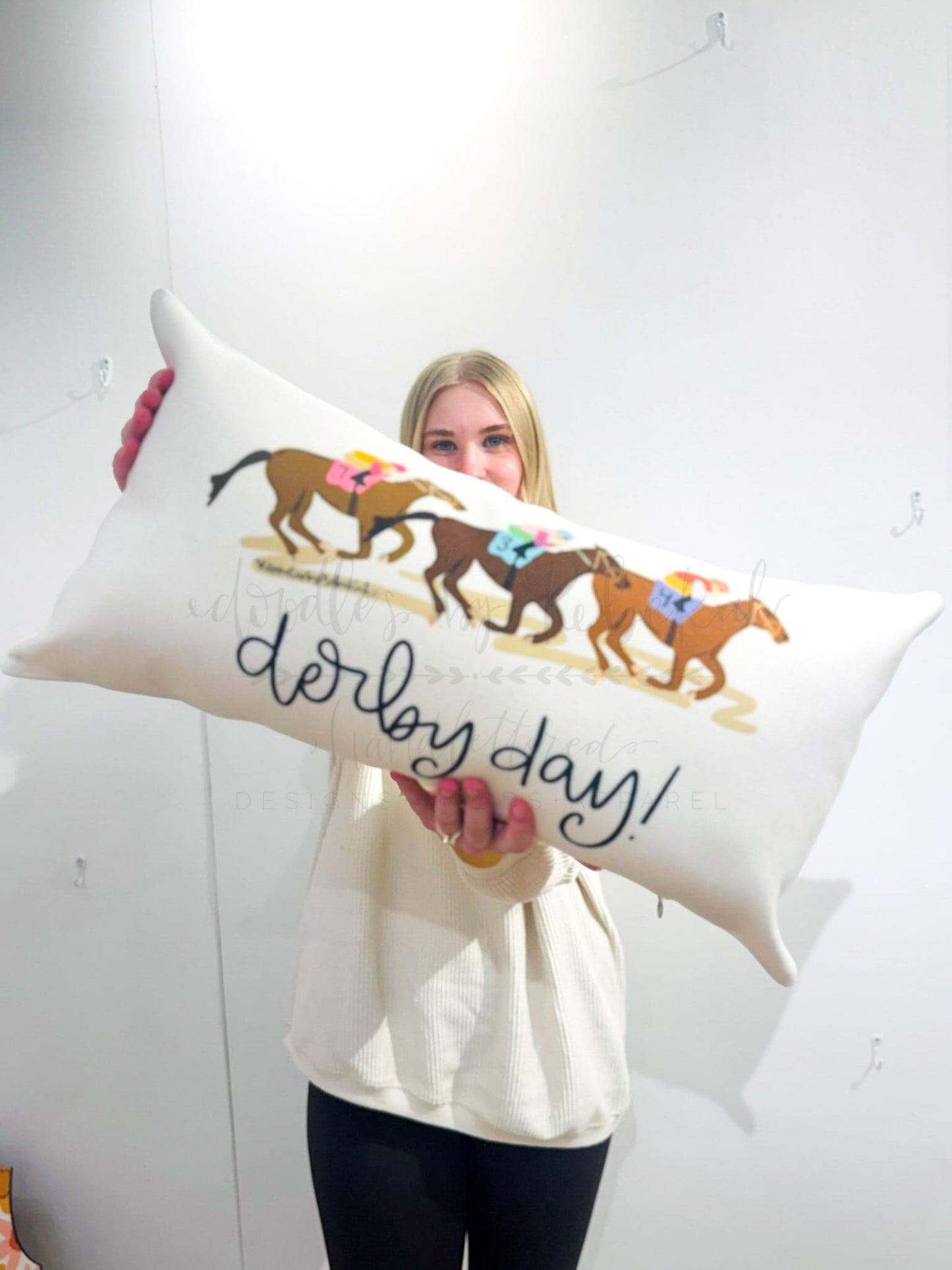 Derby Day Running Horses Lumbar Pillow - Pillow
