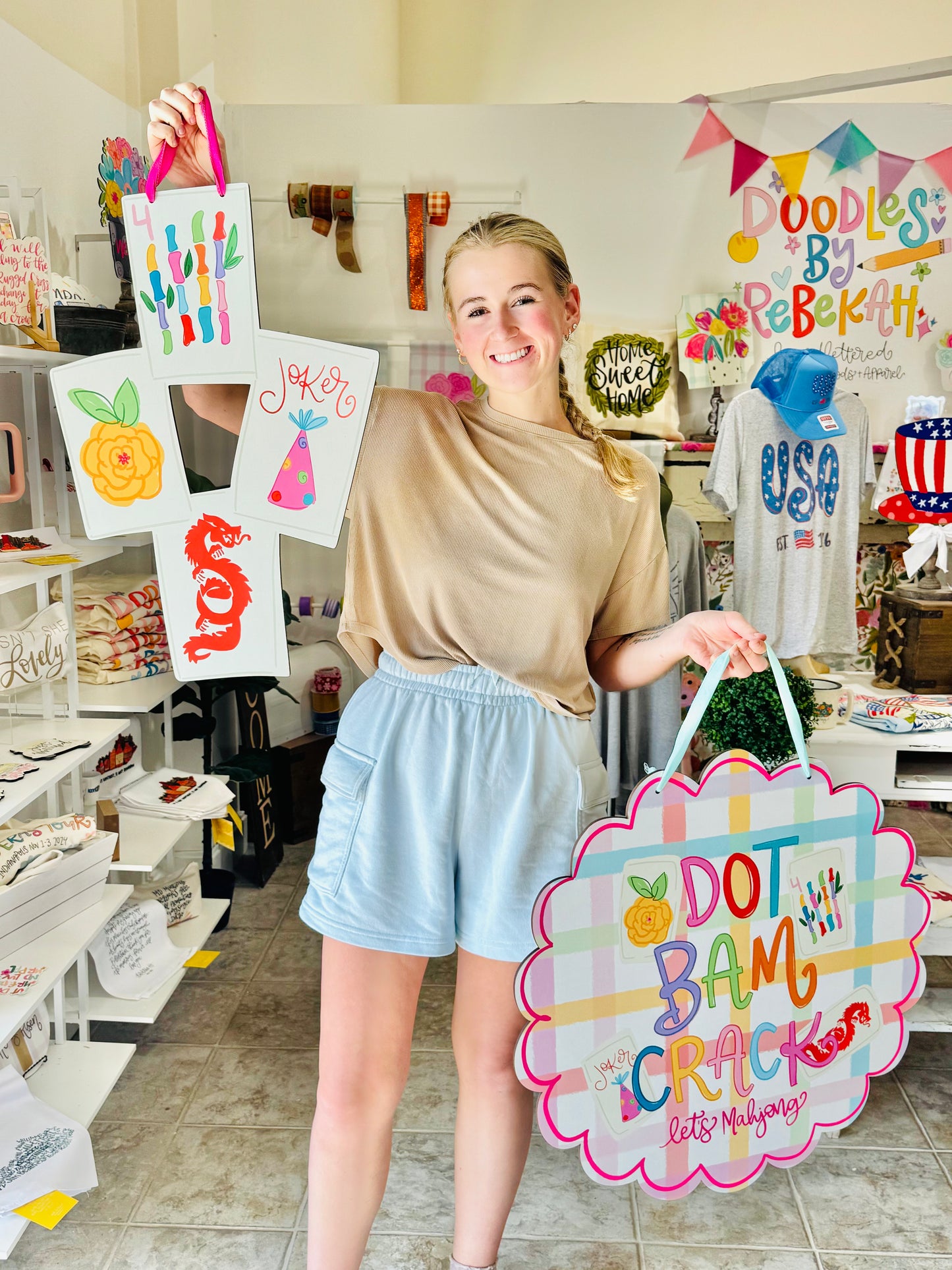 Dot Bam Crack Mahjong Doorhanger