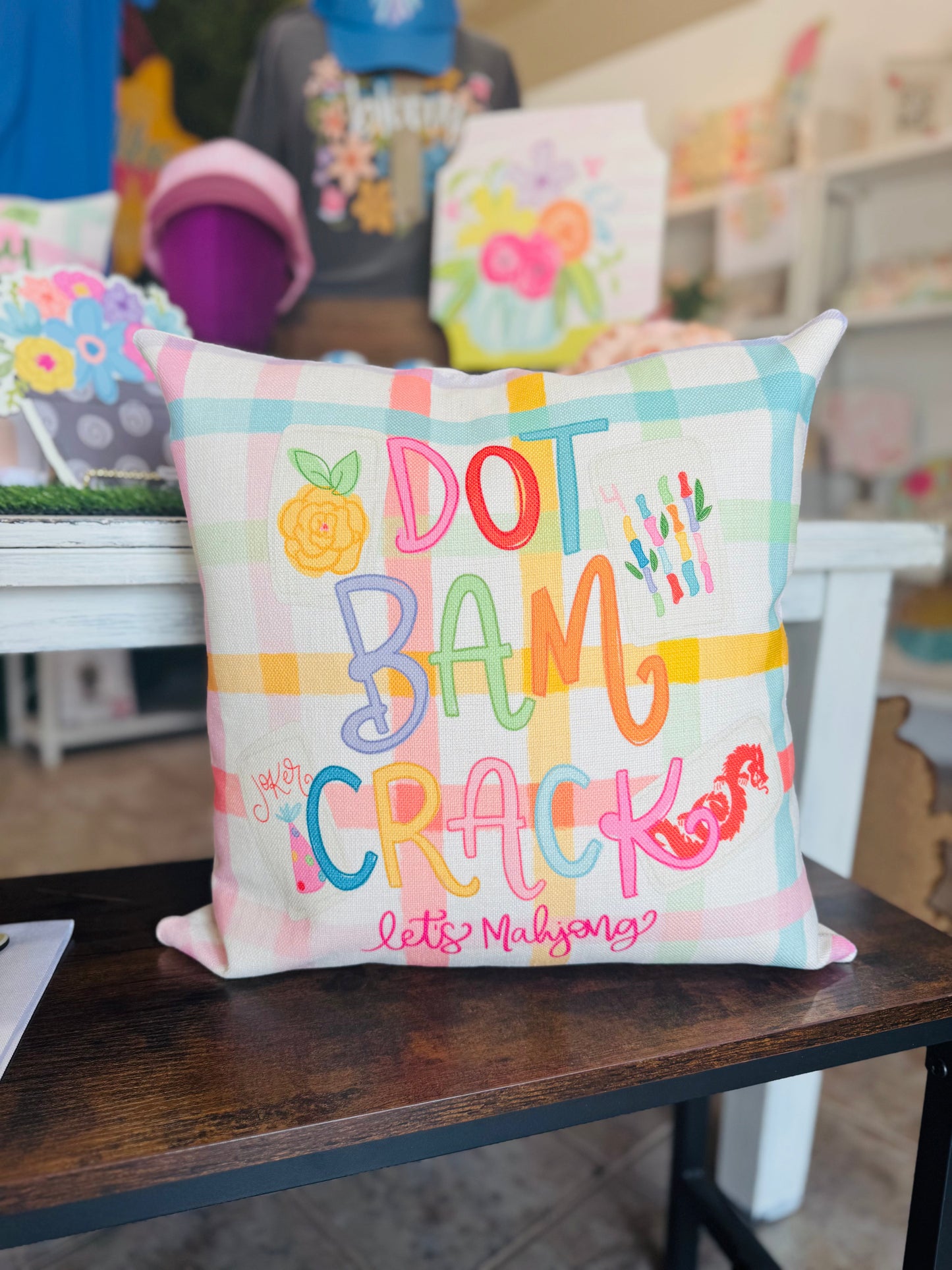 Dot Bam Crack Mahjong Square Pillow