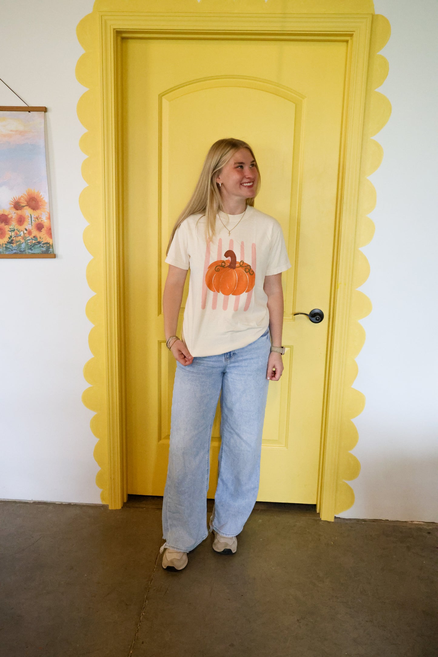 Striped Pumpkin Ivory Tee