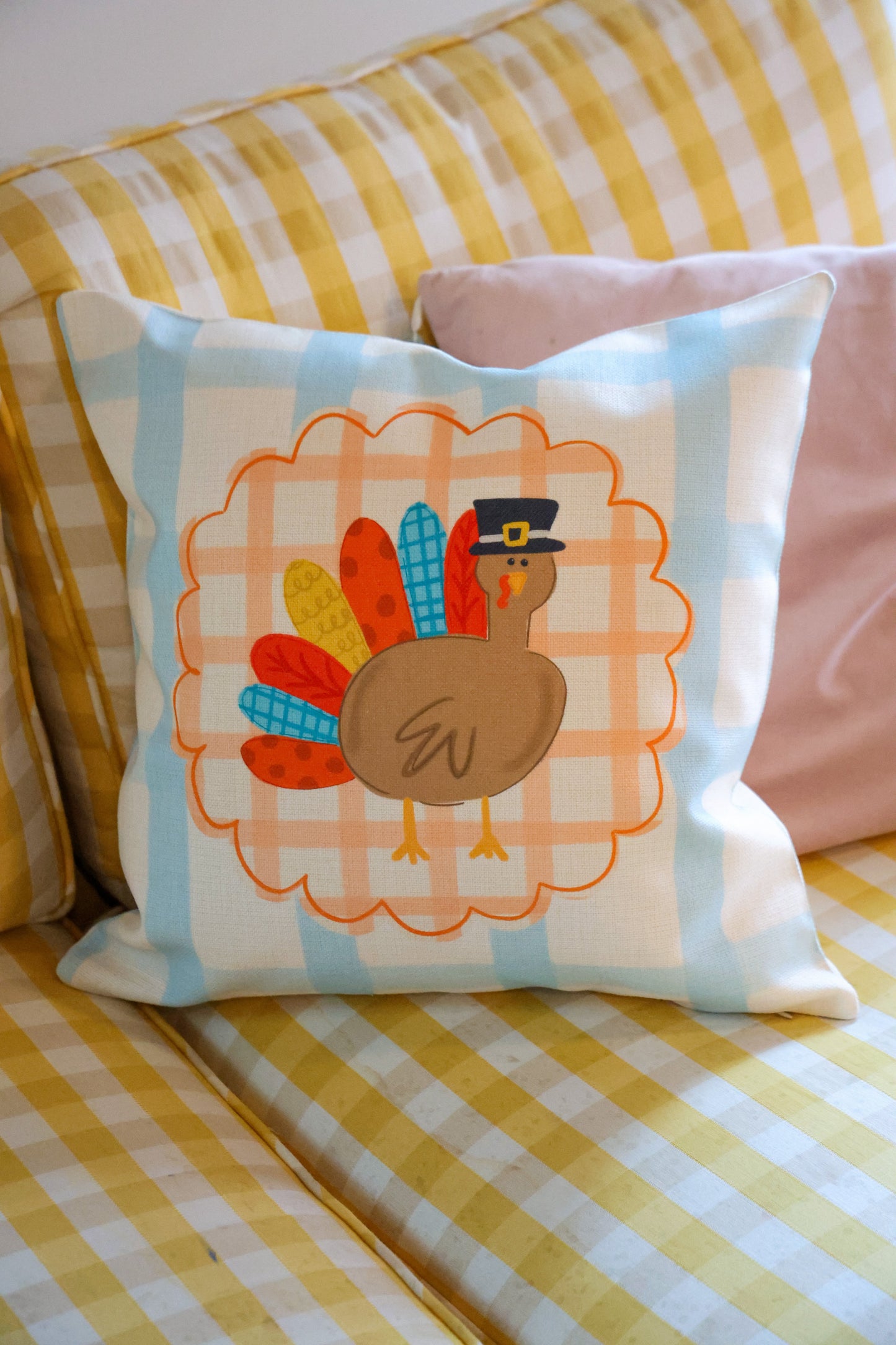 Scalloped Turkey Patchy Square Pillow