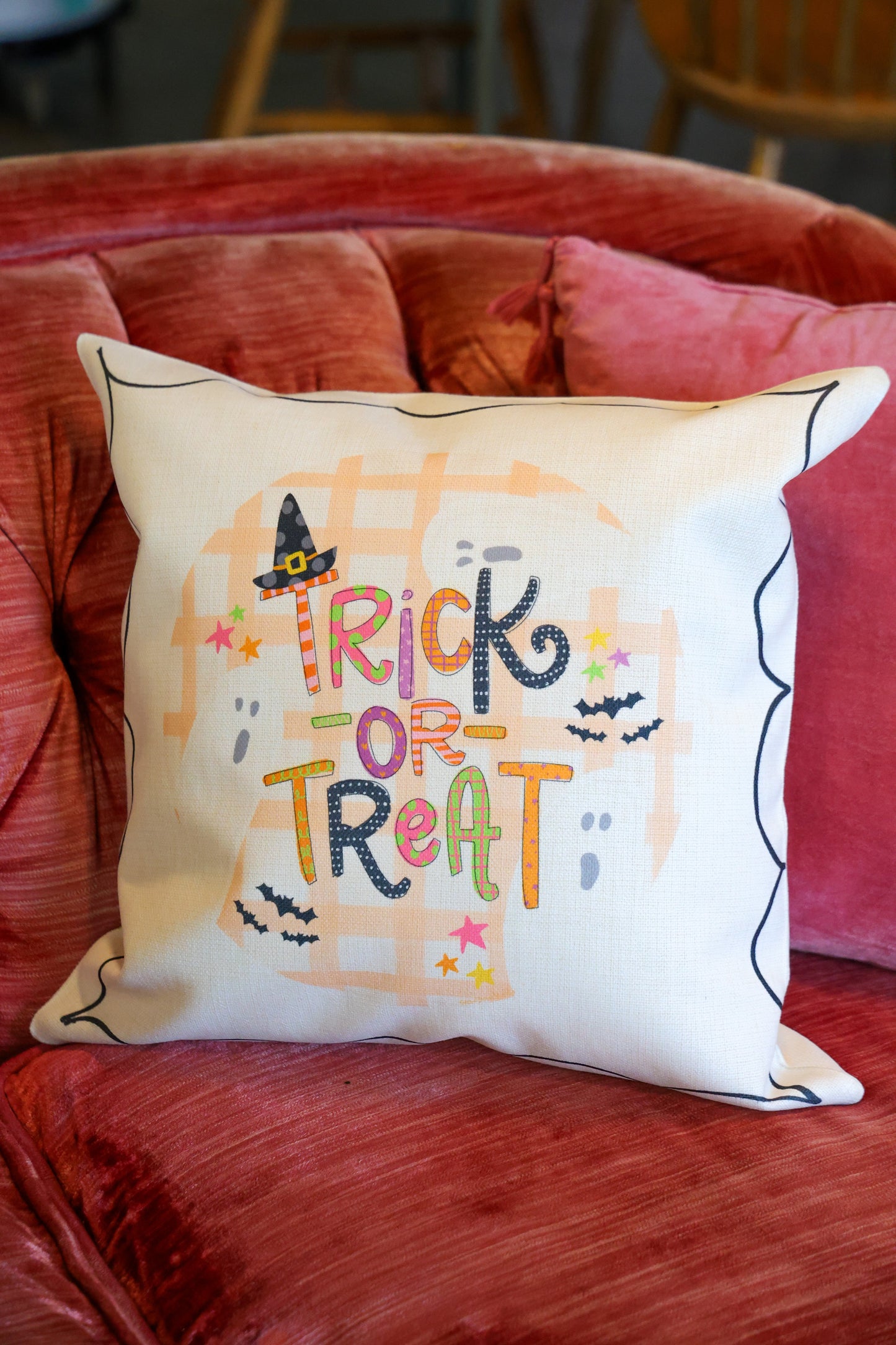 Trick or Treat with Ghosts Square Pillow