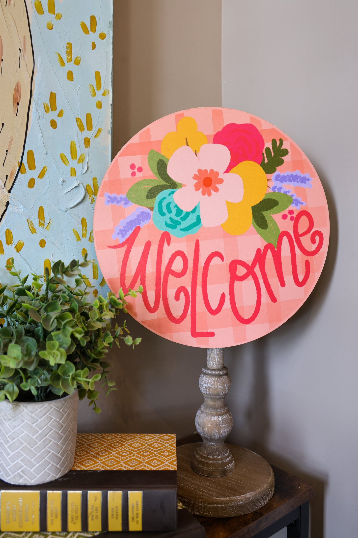 Welcome Pink Plaid Topper