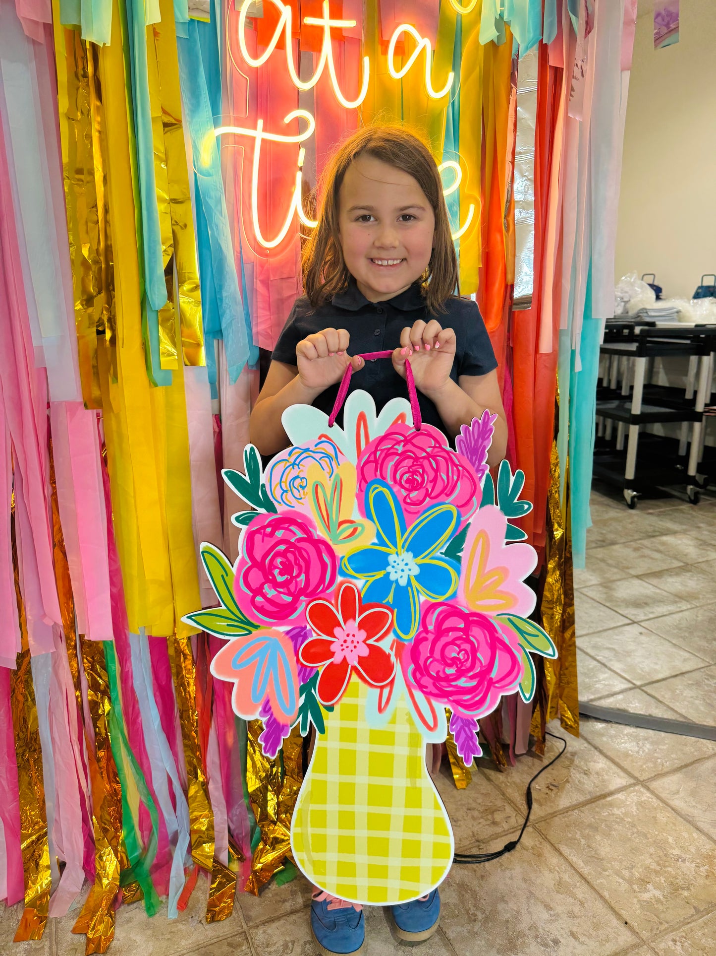 Neon Floral Vase Door Hanger- 30 Inches!