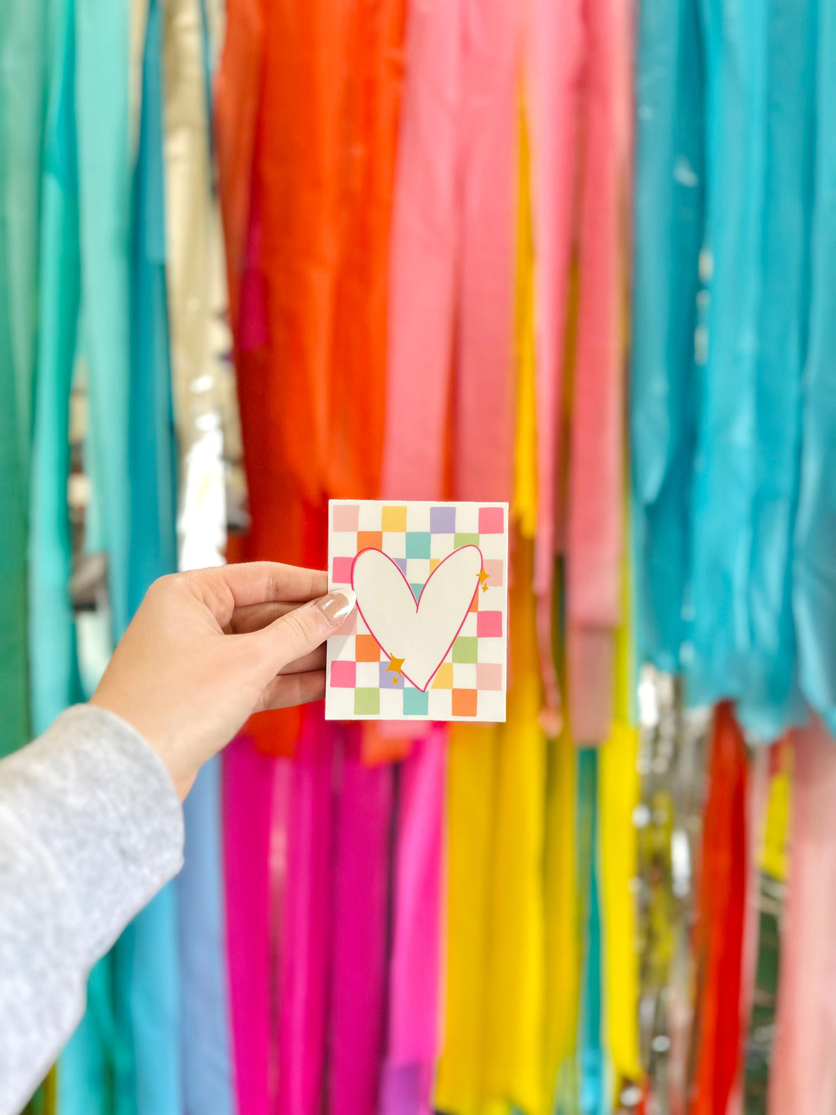Checkered Heart Sticker
