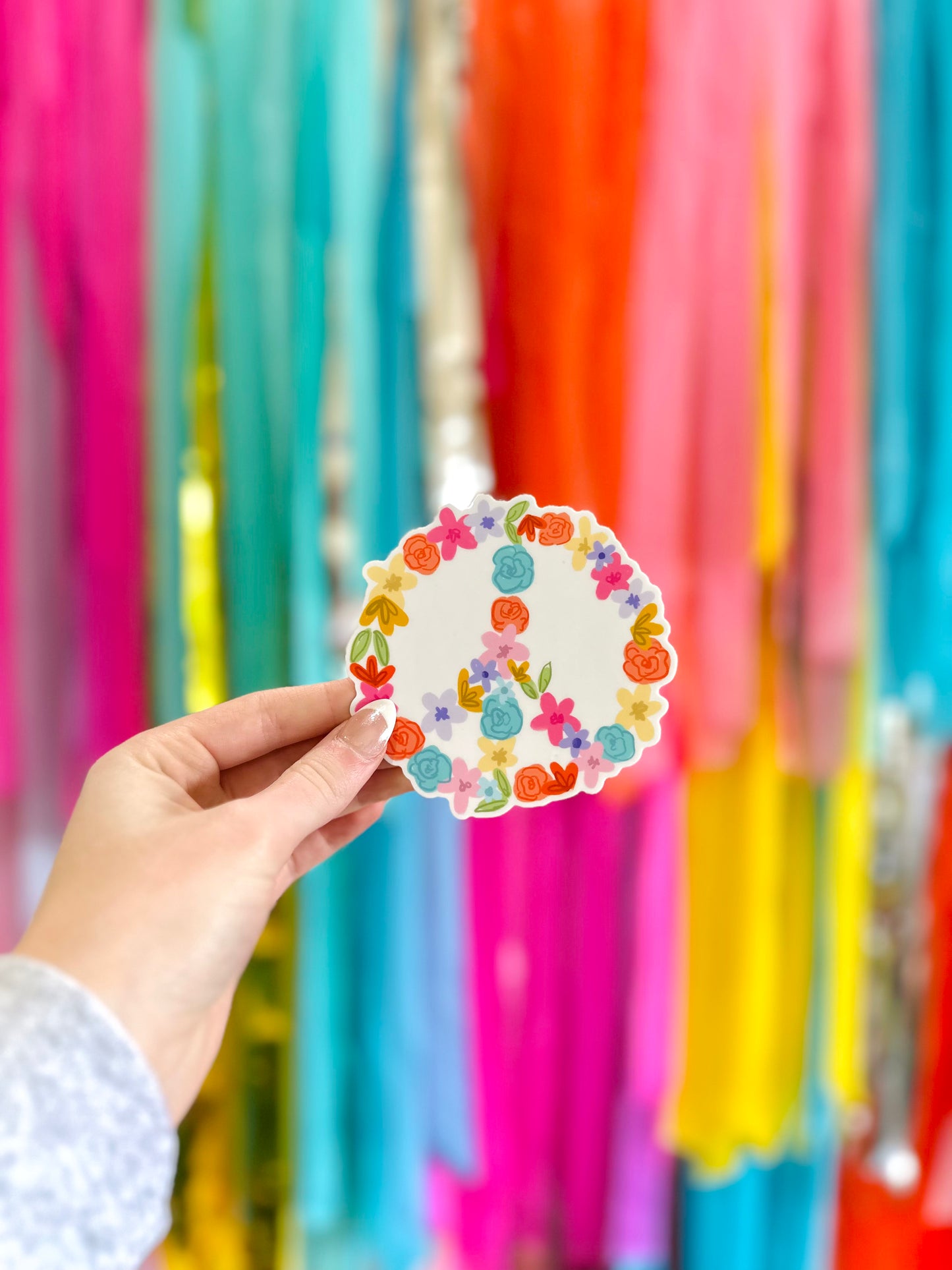 Floral Peace Sign Sticker