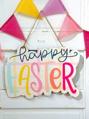 Happy Easter Plaid Door Hanger - Door Hanger