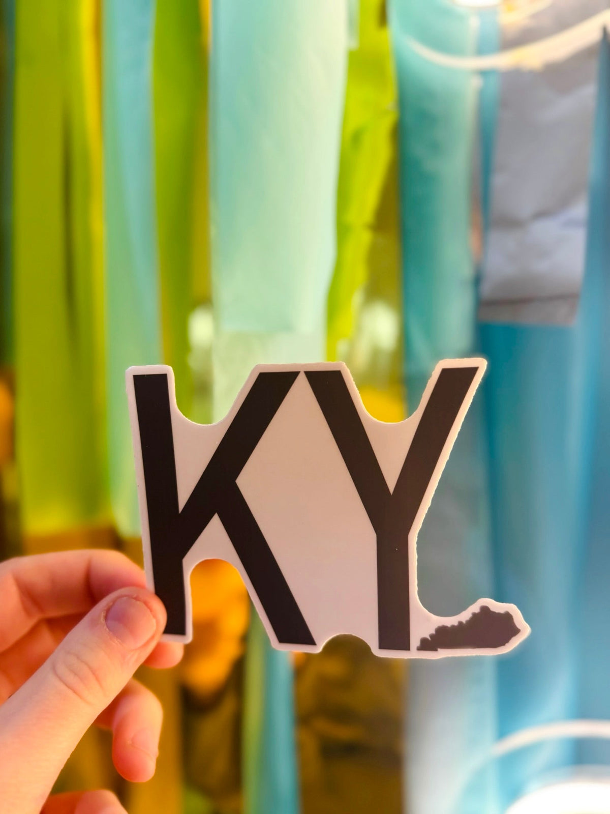 Doodles by Rebekah "KY" Kentucky state pride sticker. This bold, minimalist die-cut vinyl decal is perfect for residents and students to show their Kentucky spirit on laptops, water bottles, and notebooks.