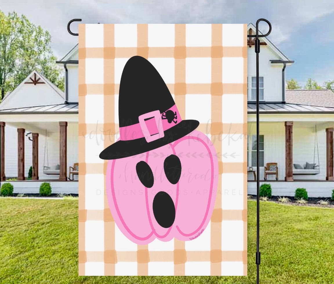 Halloween Pumpkin and Plaid Garden Flag - Garden Flag