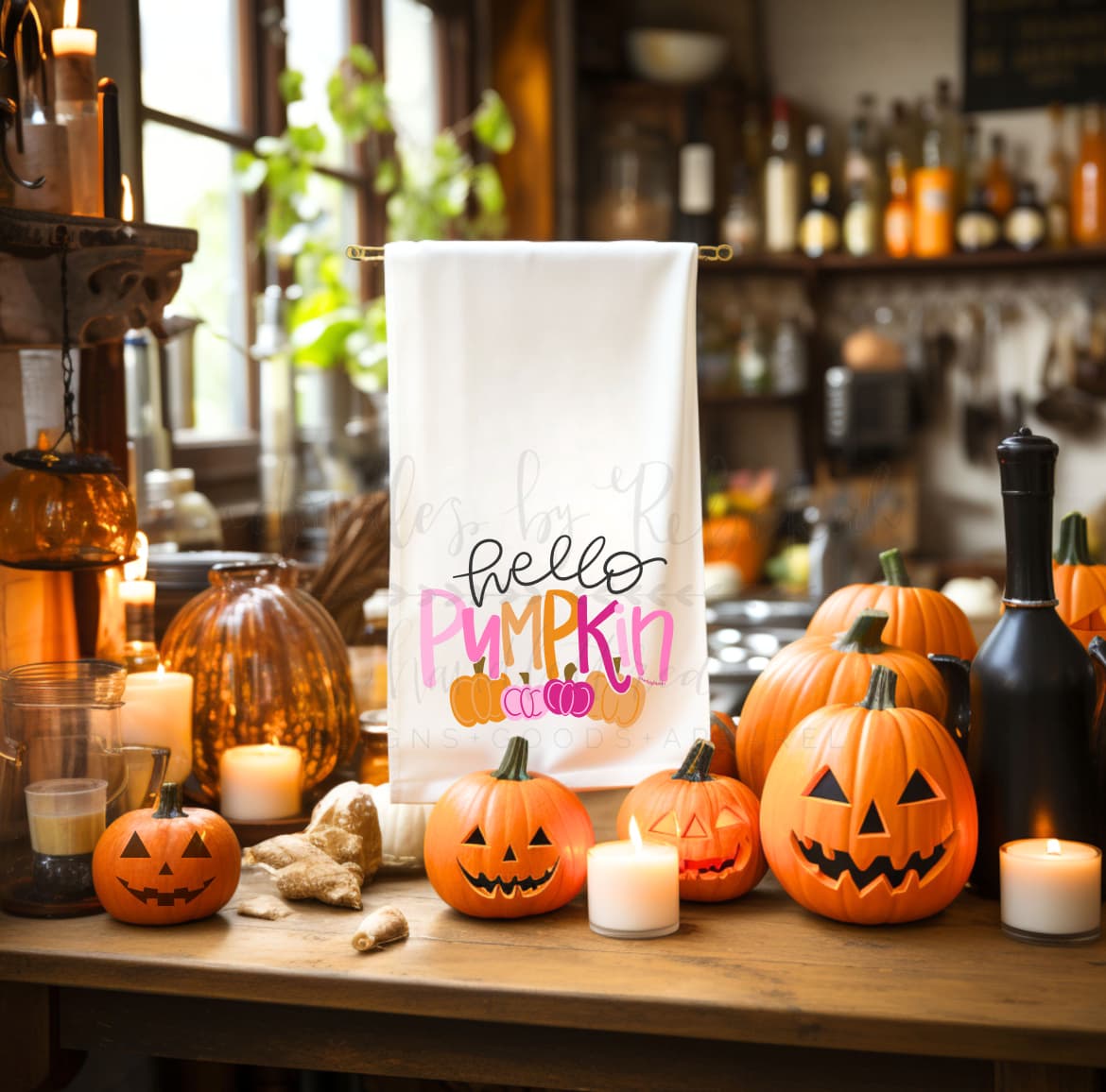 Hello Pumpkin Pink Tea Towel - Tea Towels