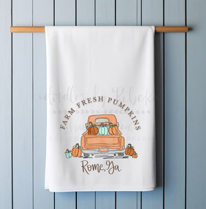 Farm Fresh Pumpkins Custom Town Tea Towel - Tea Towels
