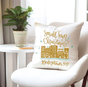 Small Town Christmas Custom Town Square Pillow - Pillow