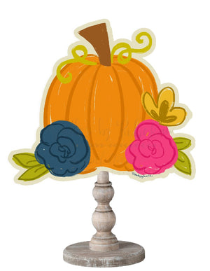 Navy Floral Pumpkin Doorhanger/Topper/Attachment - Door Hanger