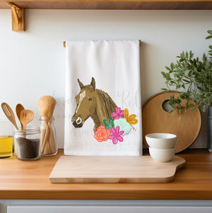 Floral Horse Tea Towel - Tea Towels