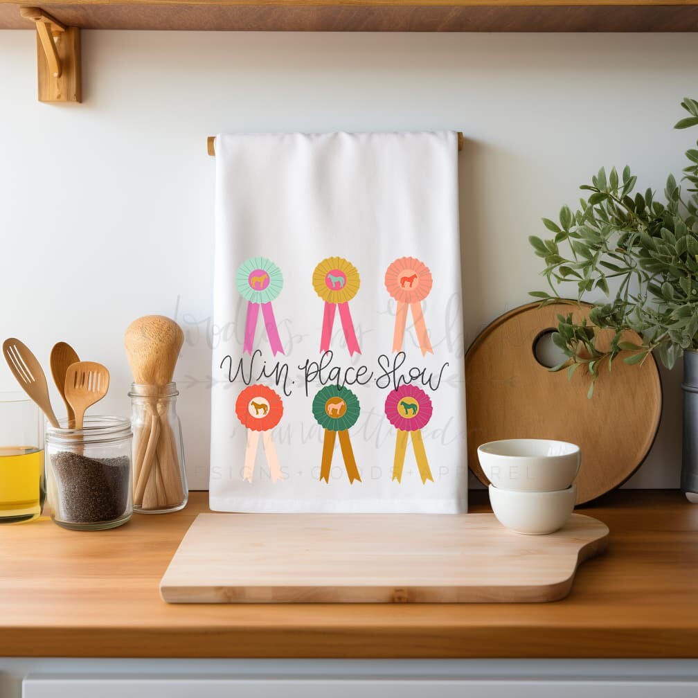 Win Place Show Horse Ribbon Tea Towel - Tea Towels