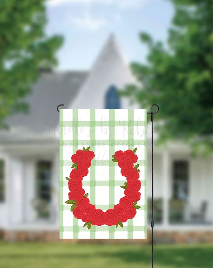 Red Roses Horseshoe Garden Flag - Garden Flag