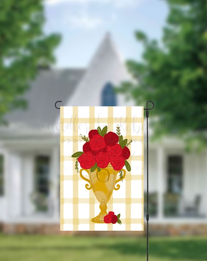 Derby Trophy with Roses Garden Flag - Garden Flag