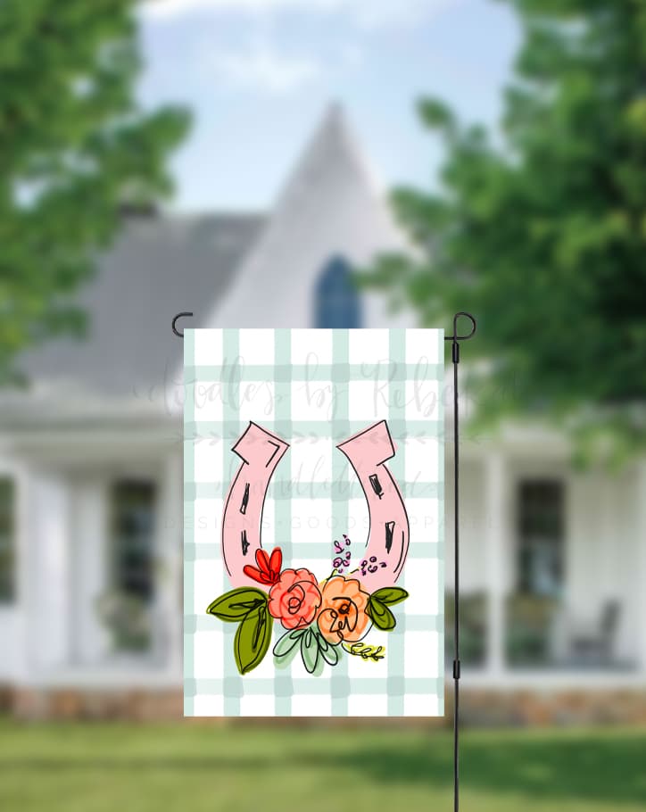 Floral Horseshoe Garden Flag - Garden Flag