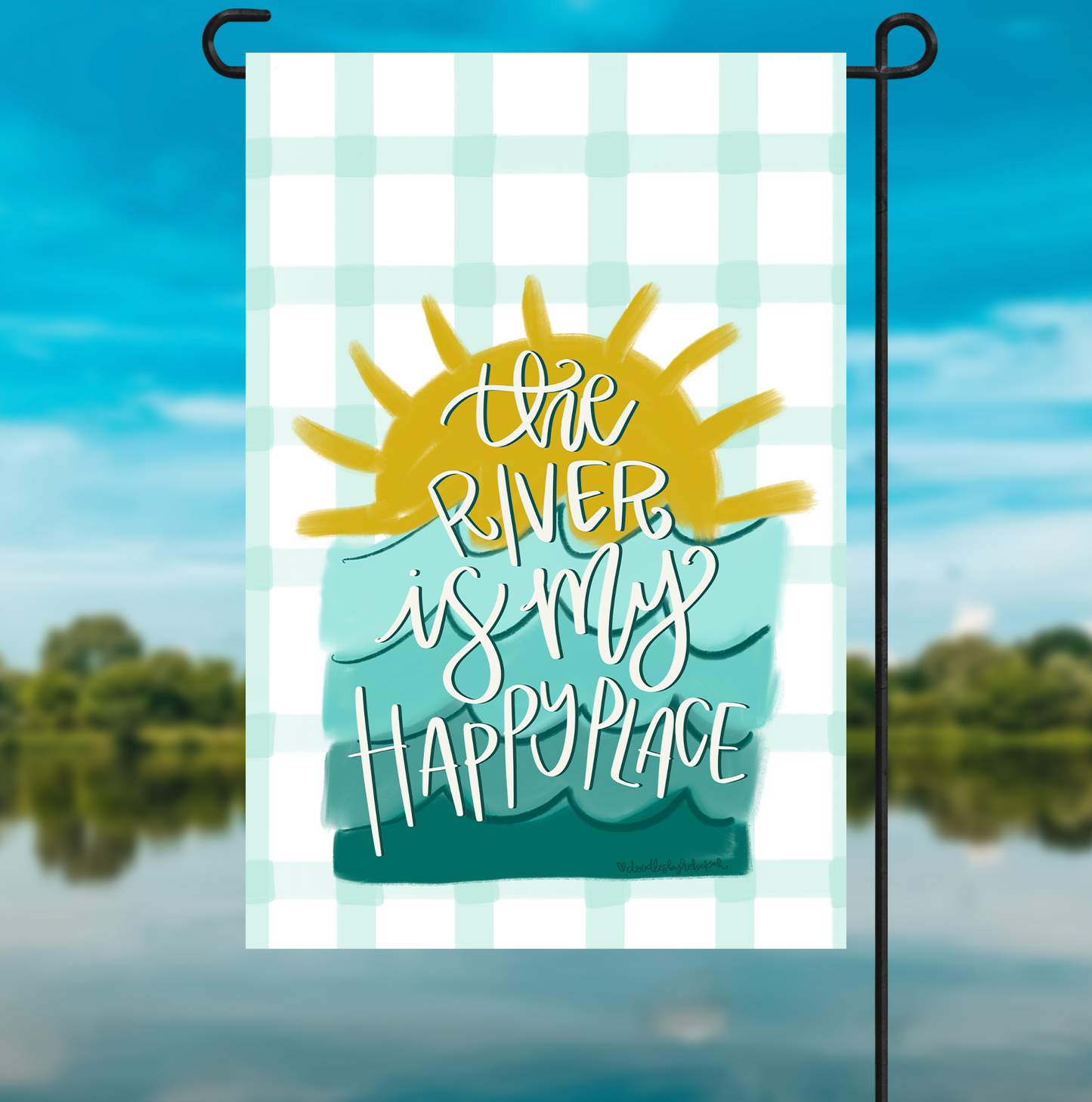 The Lake/River is my Happy Place Vertical *Custom Name* Garden Flag