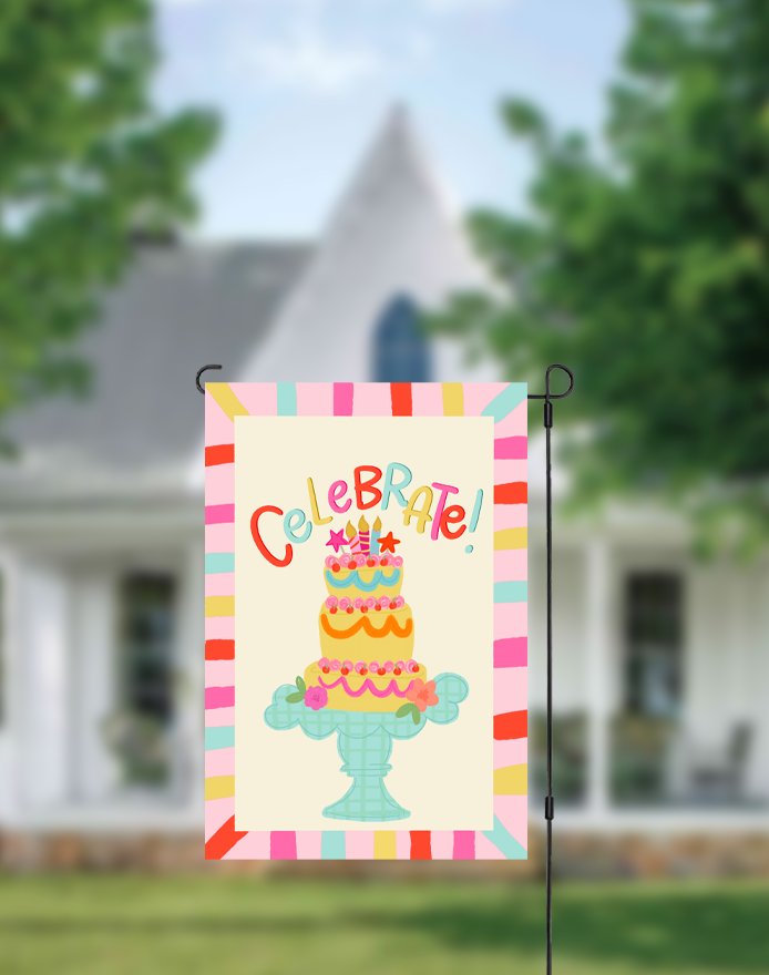 Colorful Tiered Cake Garden Flag