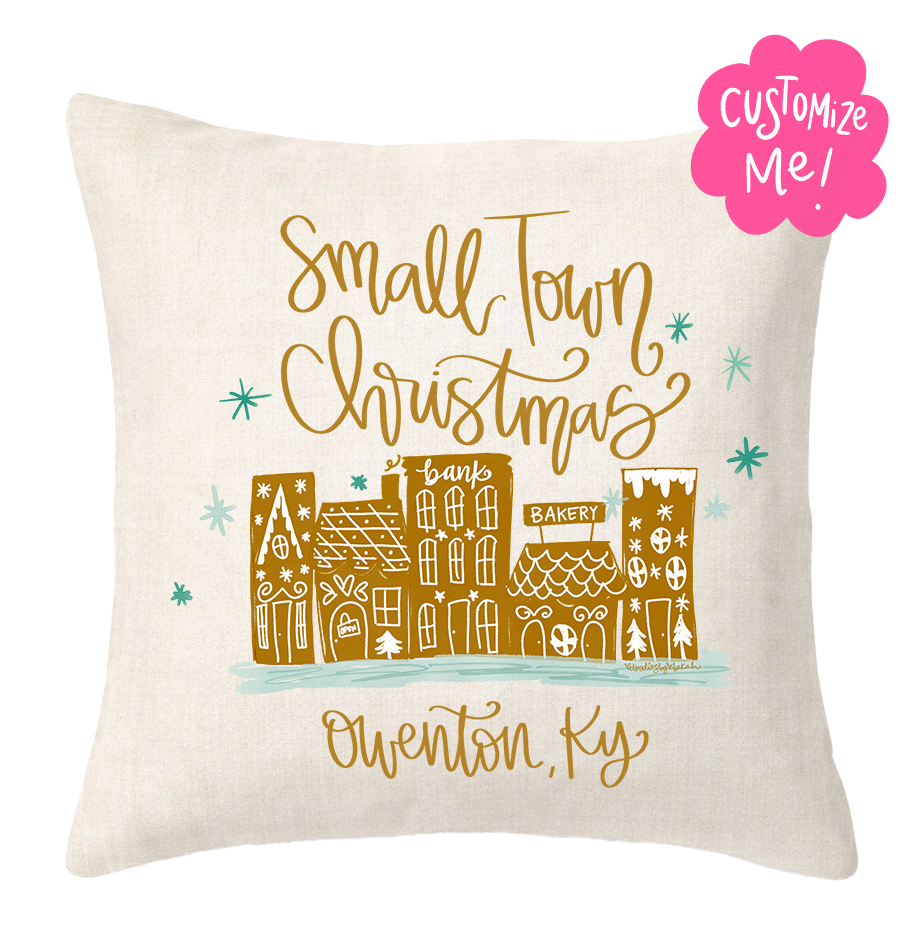 Small Town Christmas Custom Town Square Pillow