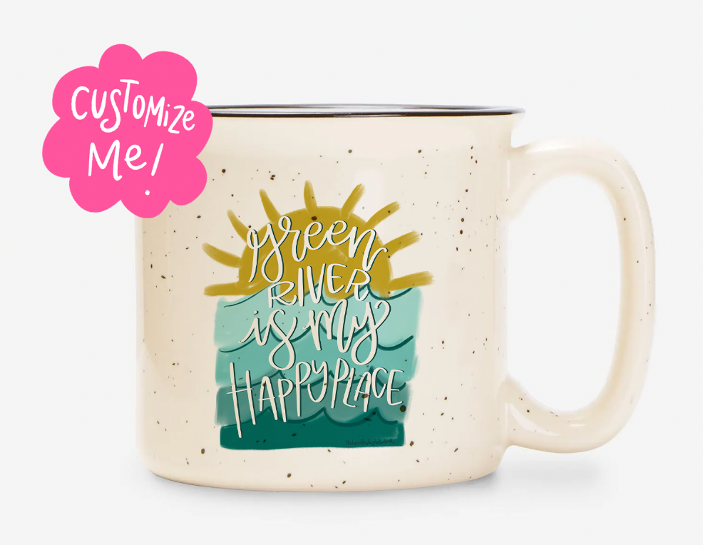 *Custom Lake Name* Is My Happy Place Coffee Mug (Vertical Design)