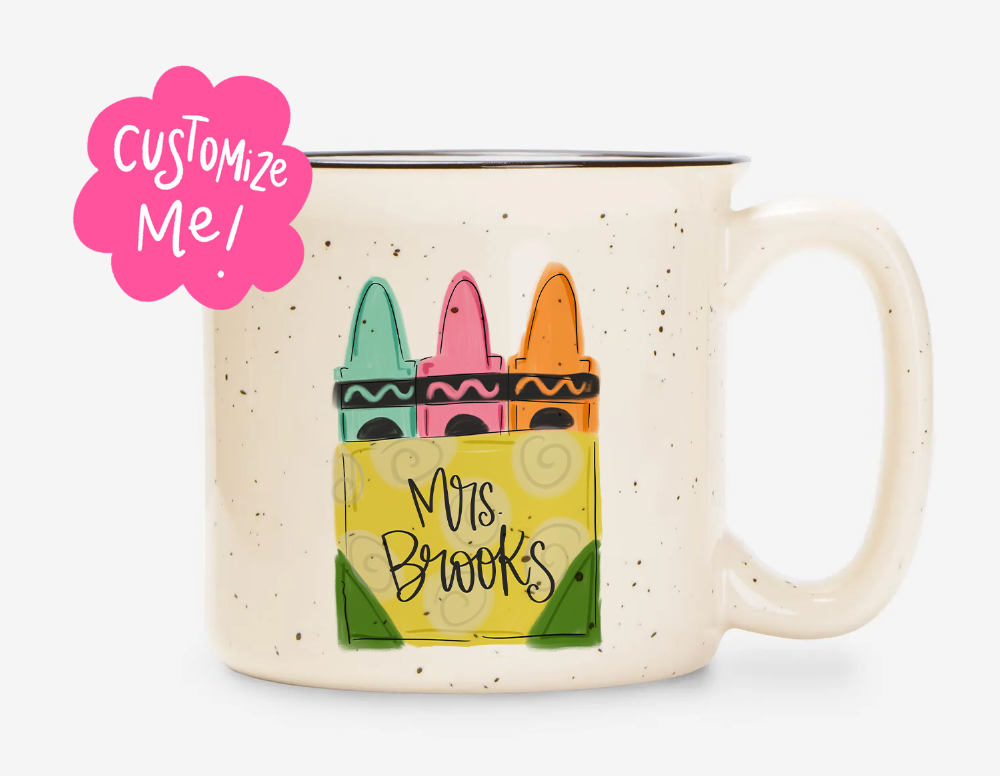 Teacher Crayons Custom Name Mug