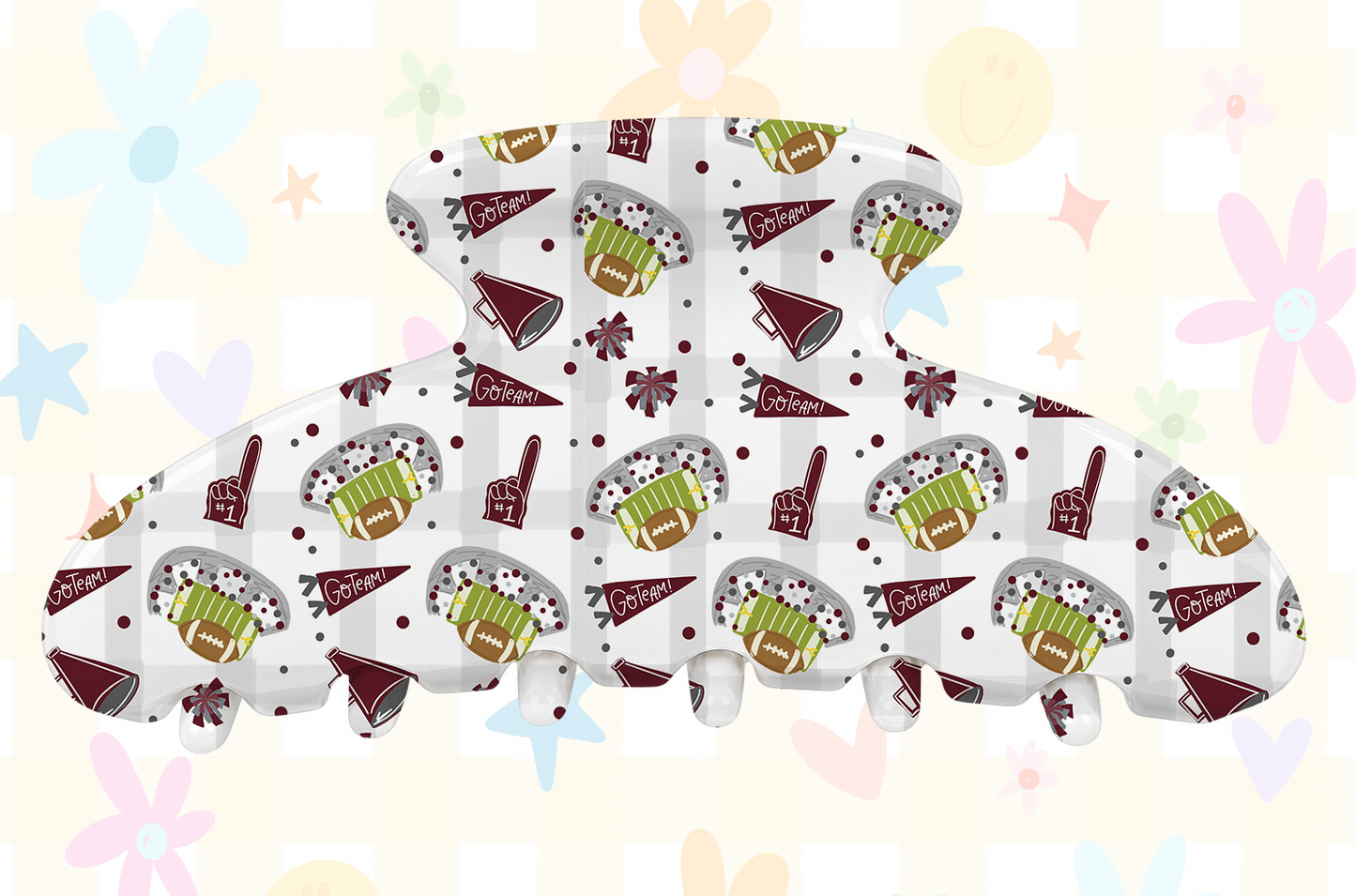 Maroon & Gray Gameday Claw Clip