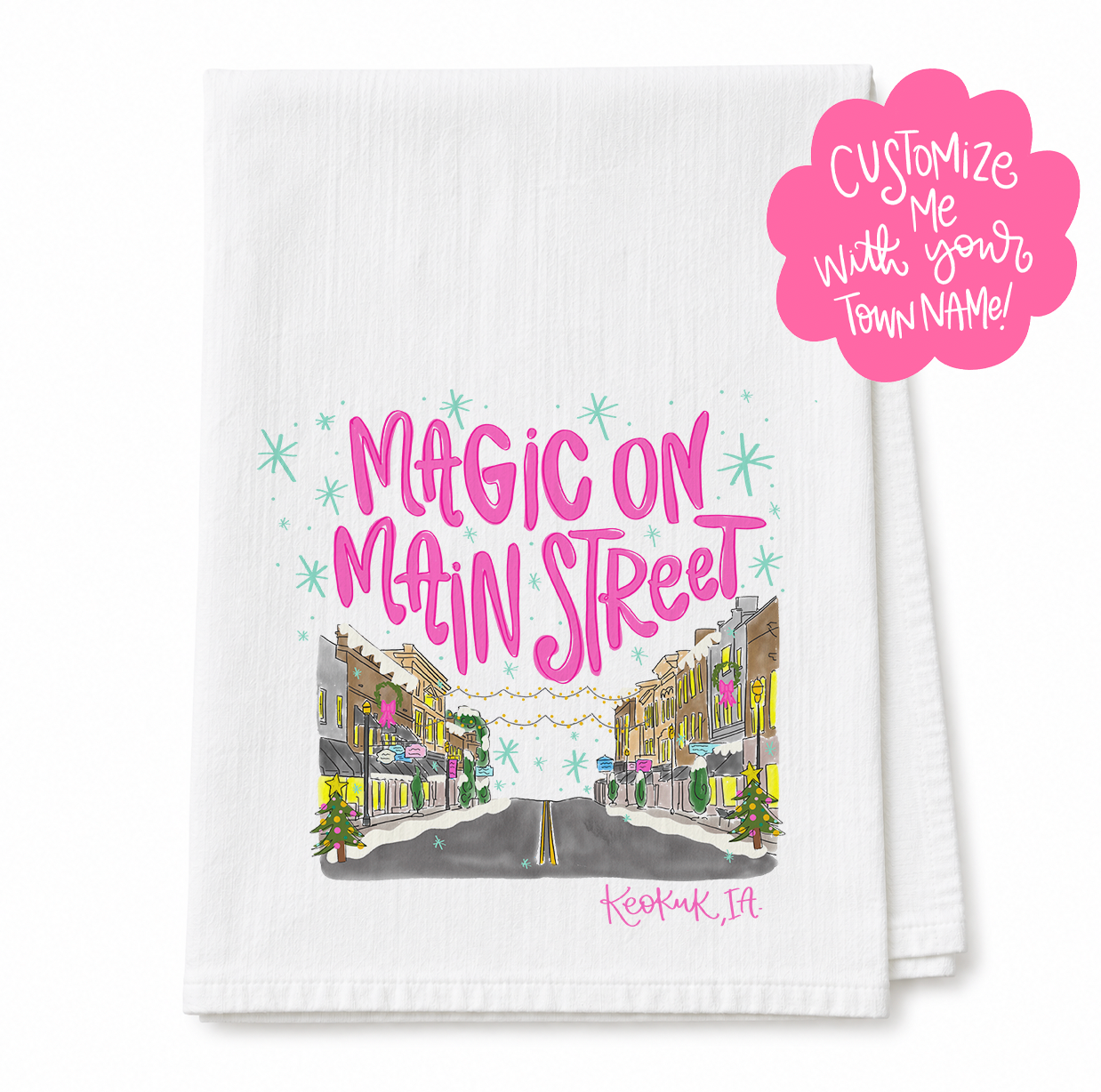Magic on Main Custom Name Tea Towel