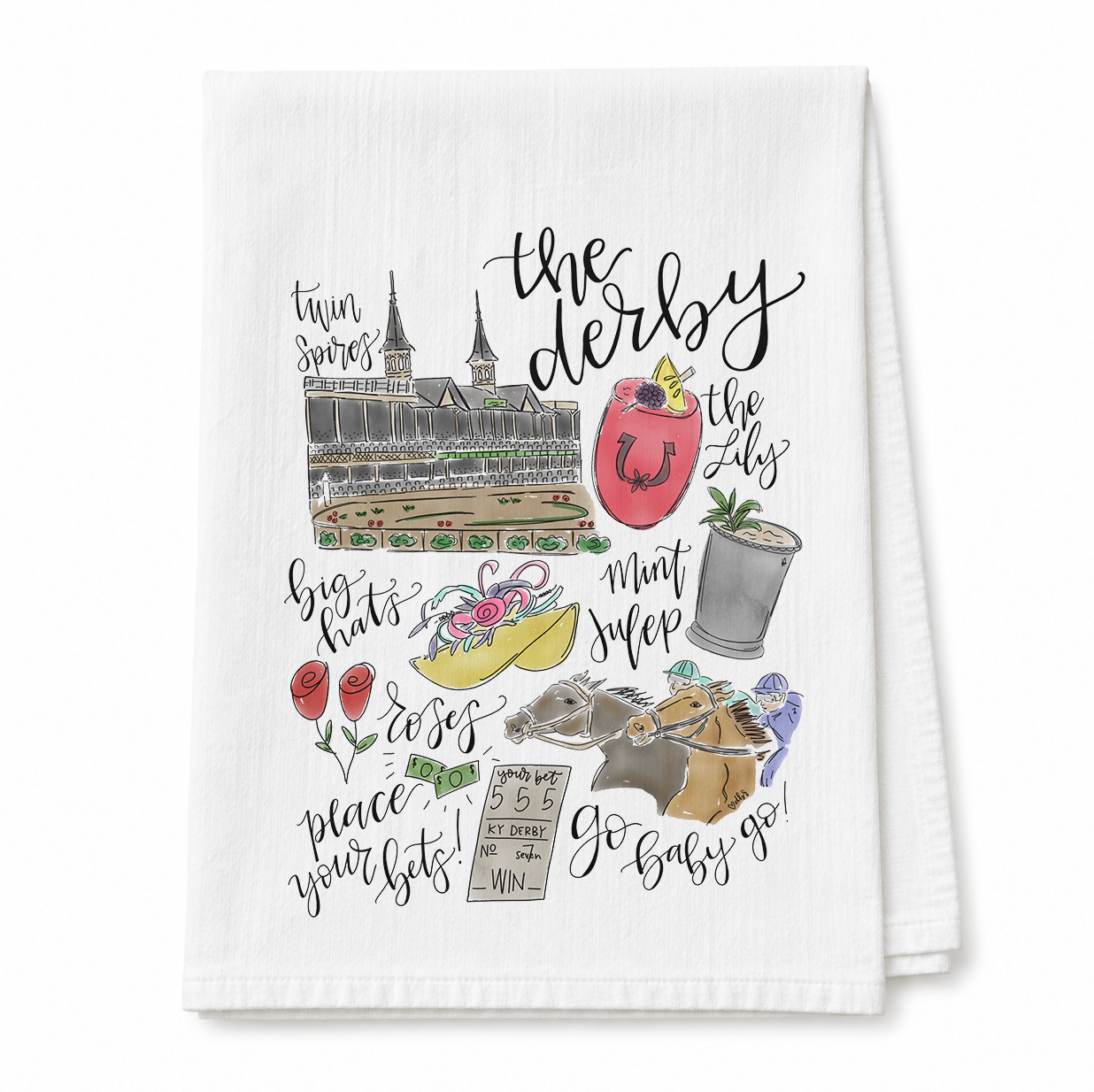 Derby Collage Tea Towel