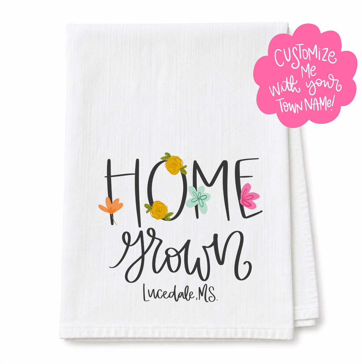 Home Grown Custom Town Tea Towel