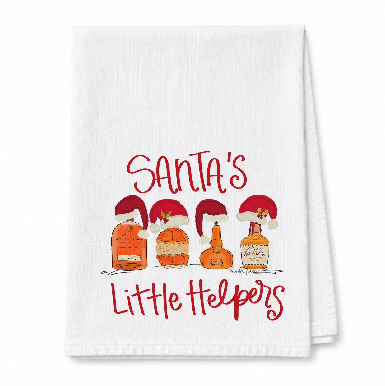 Santa's Little Helpers Bourbon Tea Towel