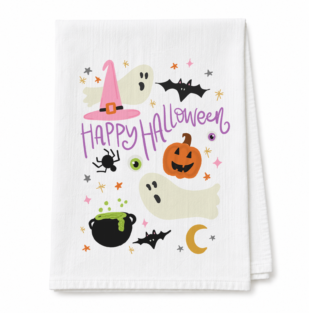 Happy Halloween Icons Tea Towel