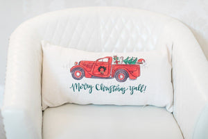 Merry Christmas Y’all! Truck Lumbar Pillow - Pillow