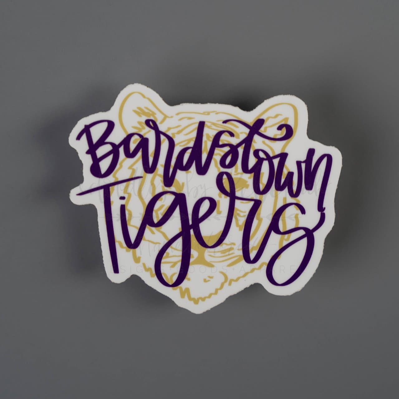 Sticker of the Bardstown Tigers in purple and gold print
