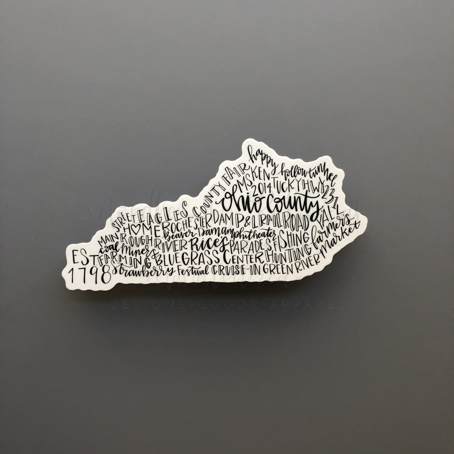 Ohio County KY Word Art Sticker - Sticker