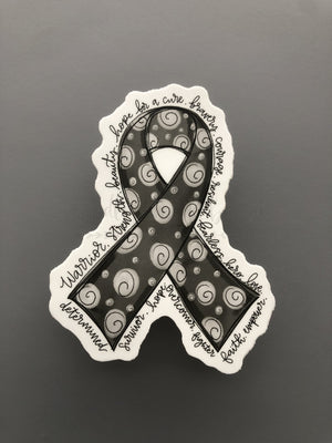Cancer Awareness Ribbon Stickers - Black Sticker