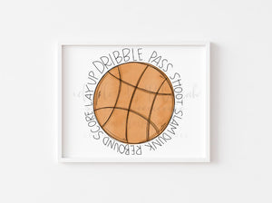 Basketball. Dribble. Pass. Score 8x10 Print - Print