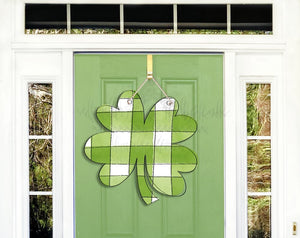 Gingham 4 Leaf Clover Doorhanger/Topper/Attachment - Door Hanger