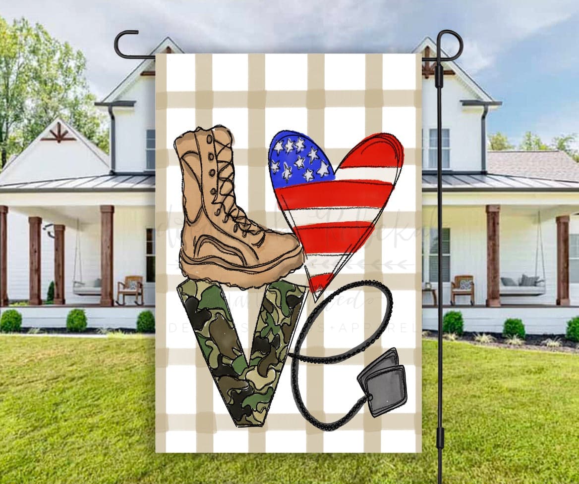 LOVE Military Garden Flag - Garden Flag