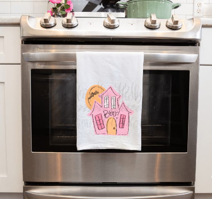 Pink Haunted House Tea Towel - Tea Towels