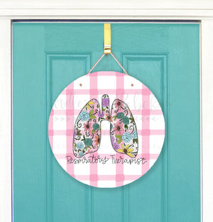 Respiratory Therapist Lungs Plaid Door Hanger - Door Hanger