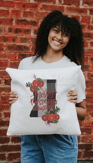 Merry Mississippi Christmas Square Pillow - Pillow