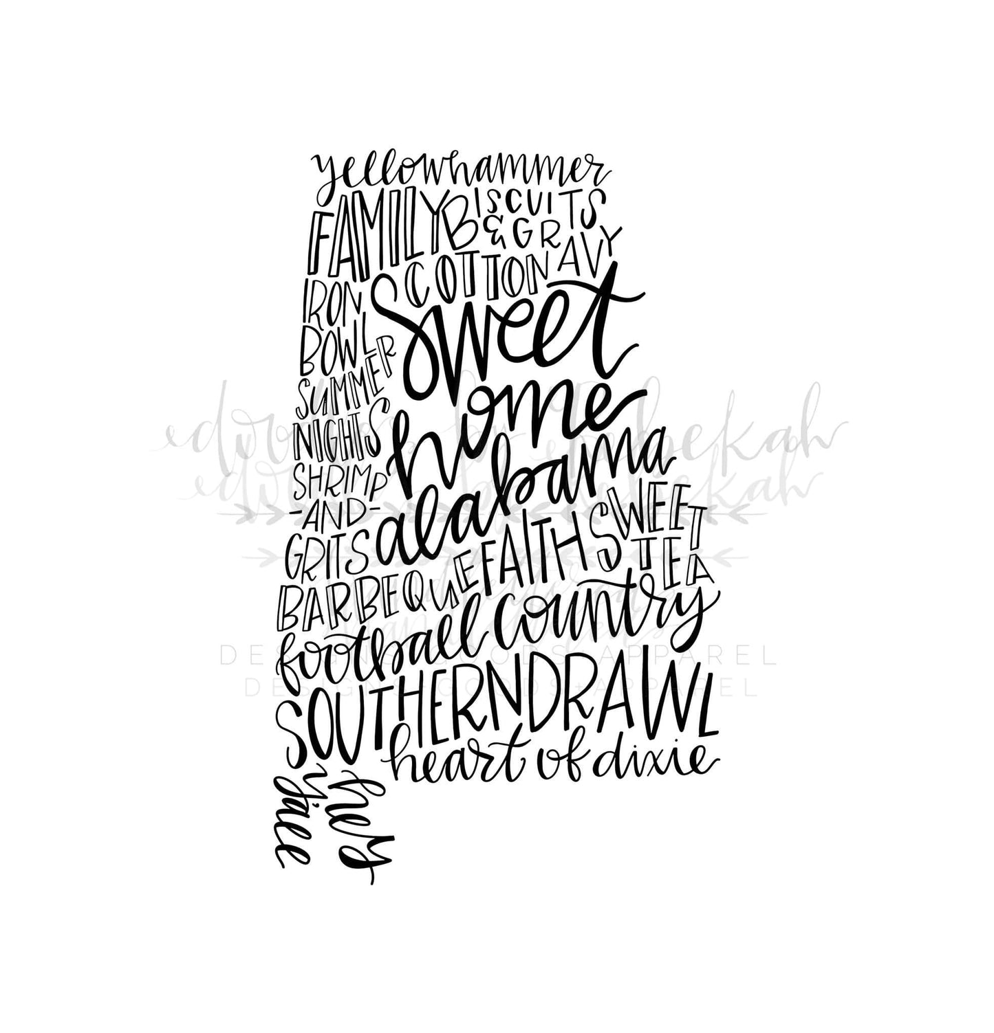 Alabama Word Art Charcoal Tee - Tees