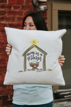 Away In The Manger Square Pillow - Pillow