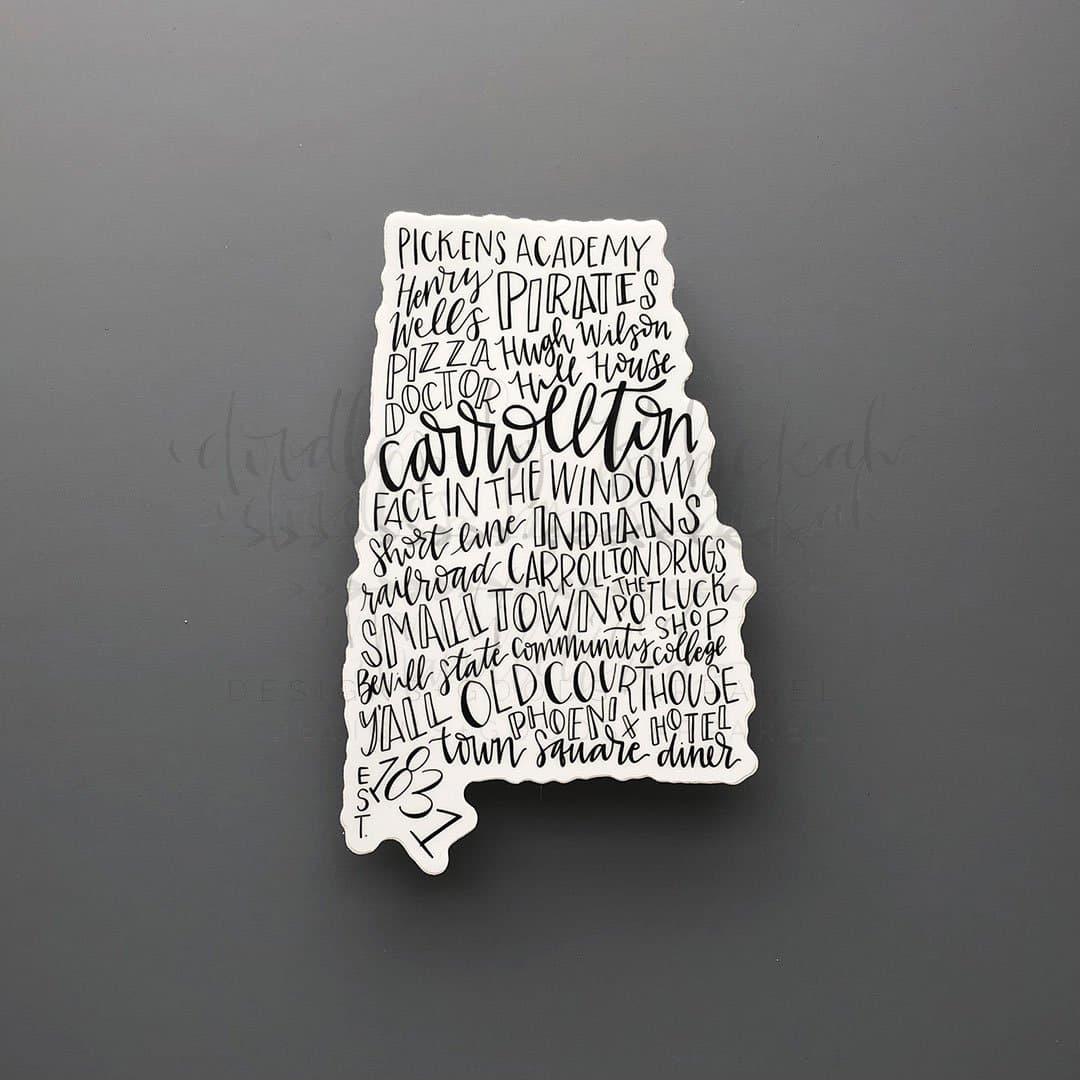 Carrollton AL Word Art Sticker - Sticker