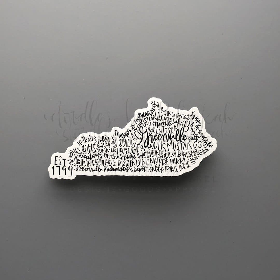 Greenville KY Word Art Sticker - Sticker