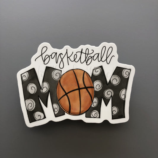 Vinyl sticker with basketball mom graphic