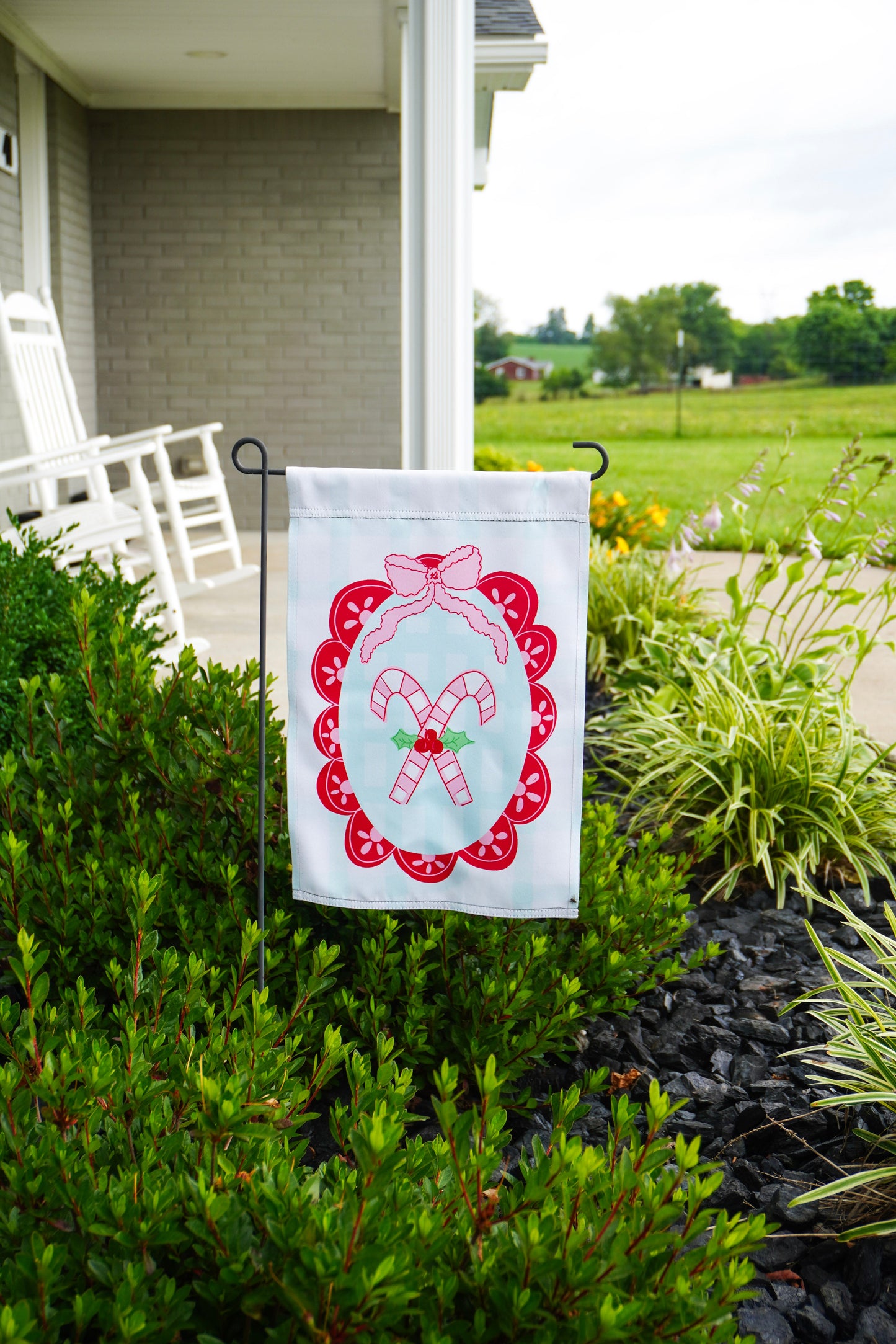 Scalloped Candy Canes Garden Flag